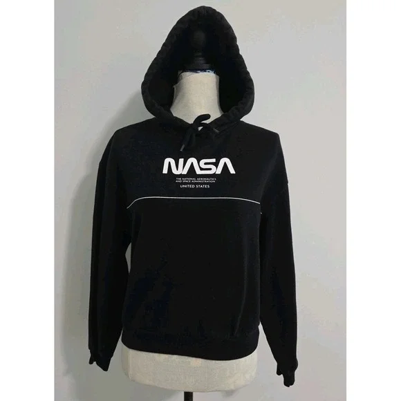 Dividen Brand NASA Hoodie Black Size Medium I Need My Space Wording On Back - Picture 2 of 7